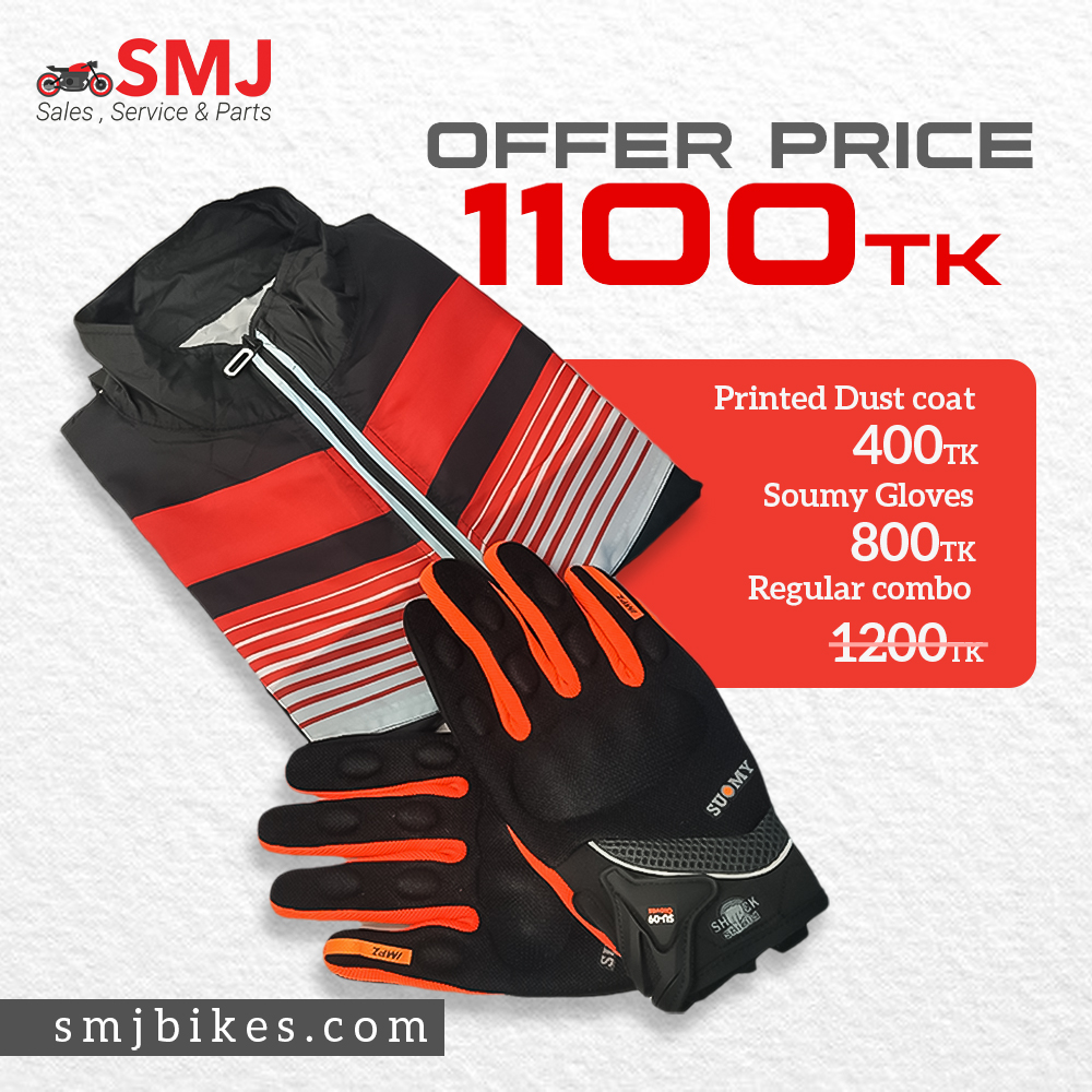 Dust Coat and Hand Gloves Winter Combo Pack-Black and Red Dust Coat and Hand Gloves Winter Combo Pack-Black and Red